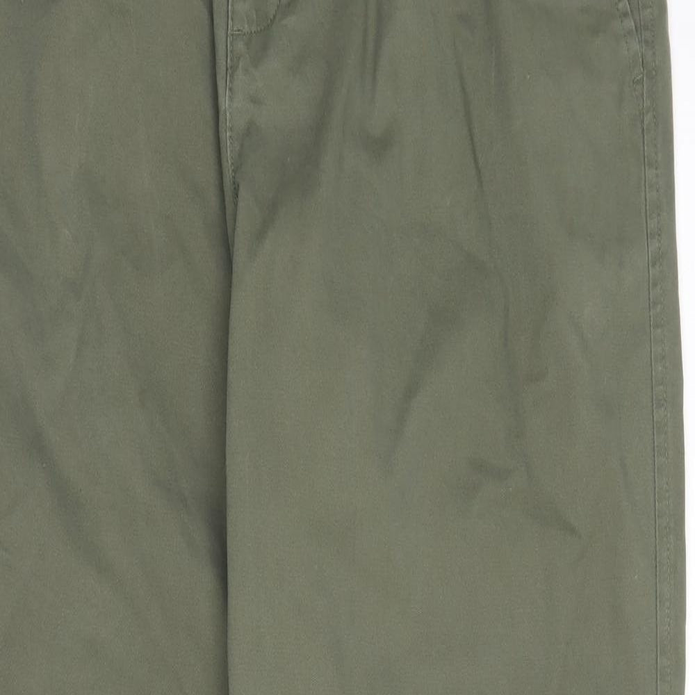 BHS Mens Green  Cotton Chino Trousers Size 36 in L33 in Regular Zip