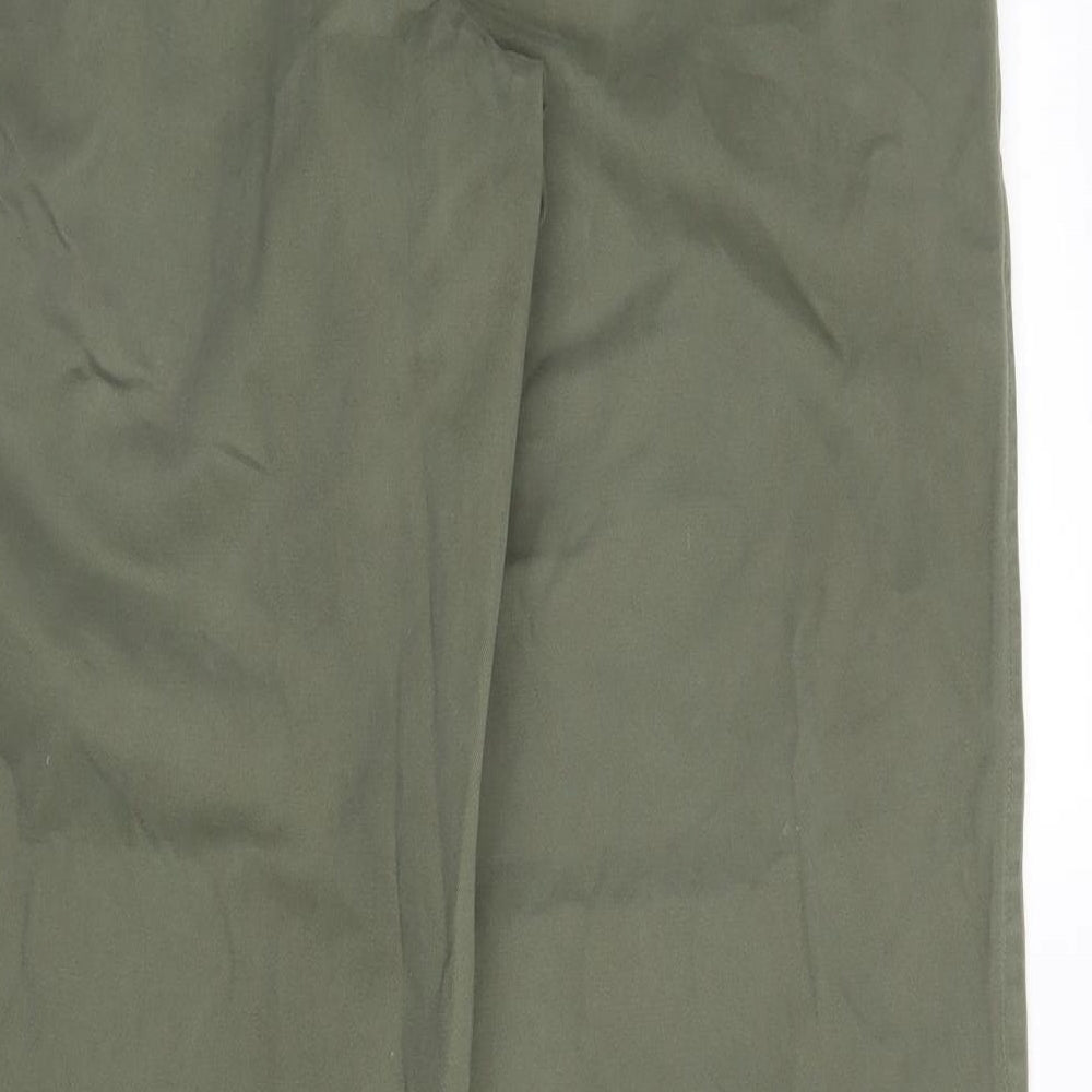 BHS Mens Green  Cotton Chino Trousers Size 36 in L33 in Regular Zip