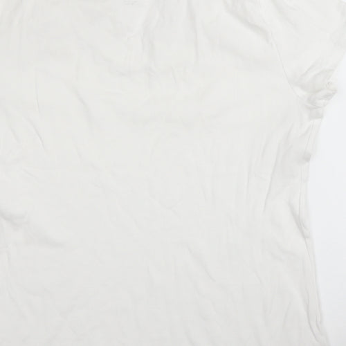 Style & Co Womens White  Cotton Basic Blouse Size L Round Neck
