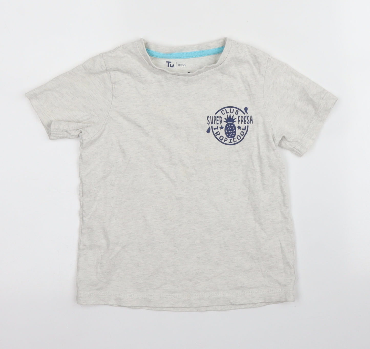 TU Boys Beige  Cotton Basic T-Shirt Size 5-6 Years Round Neck