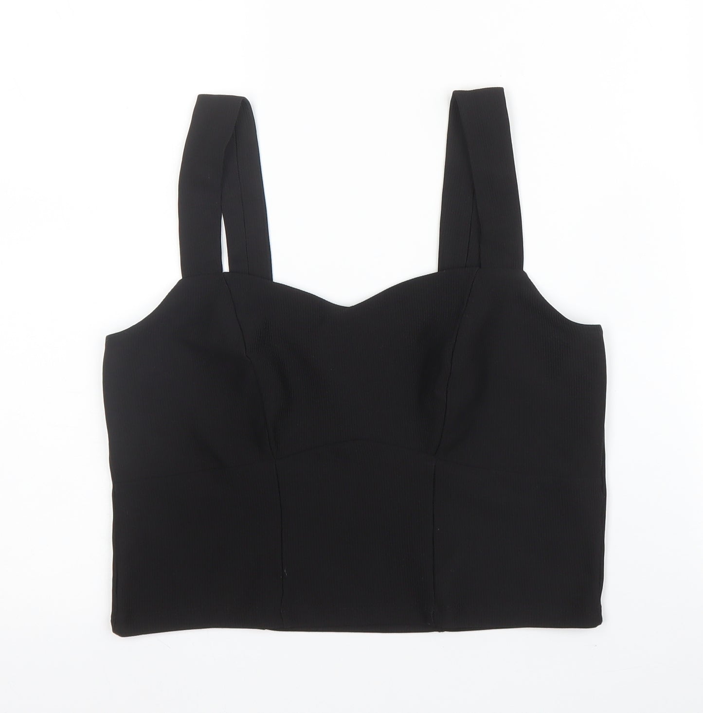 Primark Womens Black  Cotton Cropped Tank Size 10 Sweetheart