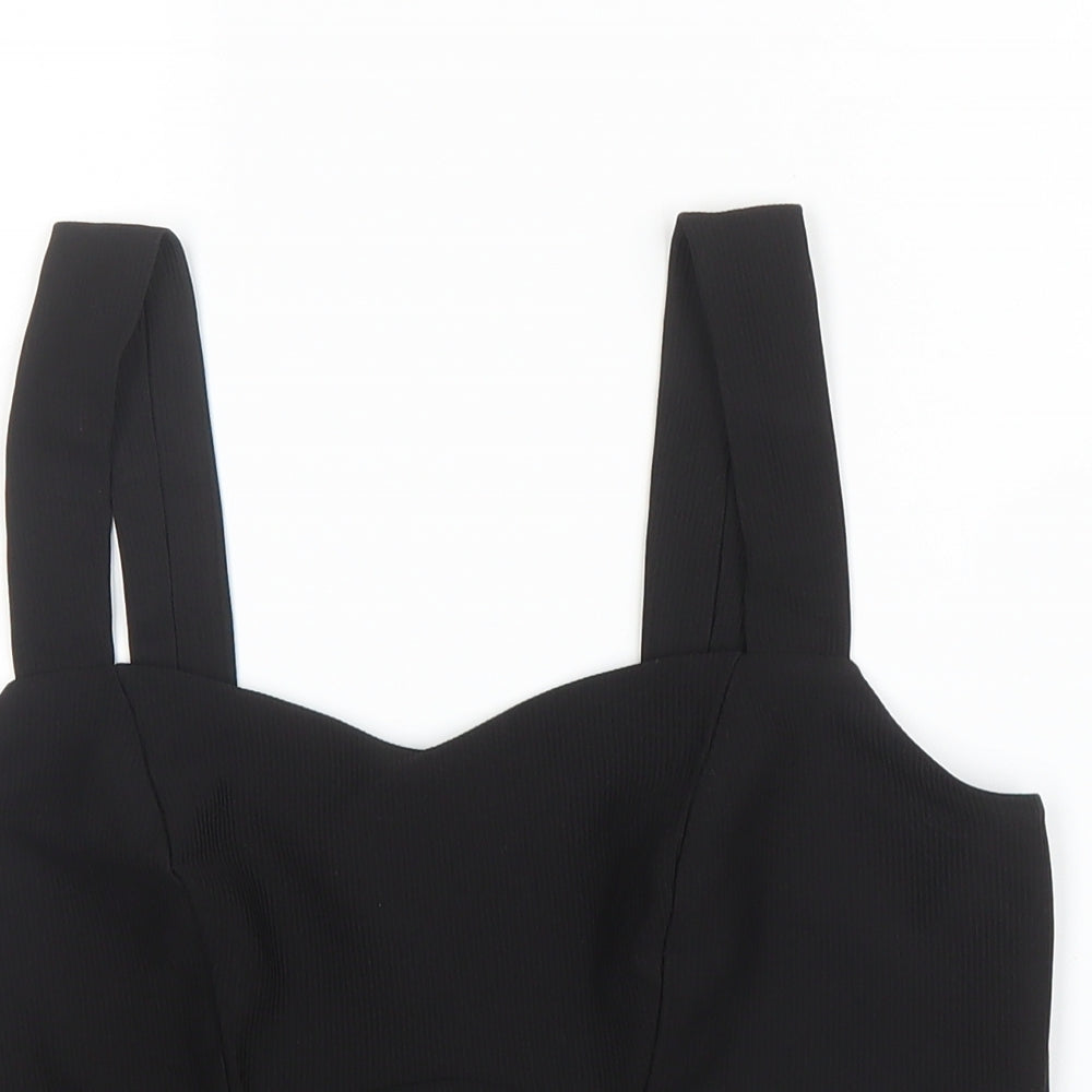 Primark Womens Black  Cotton Cropped Tank Size 10 Sweetheart