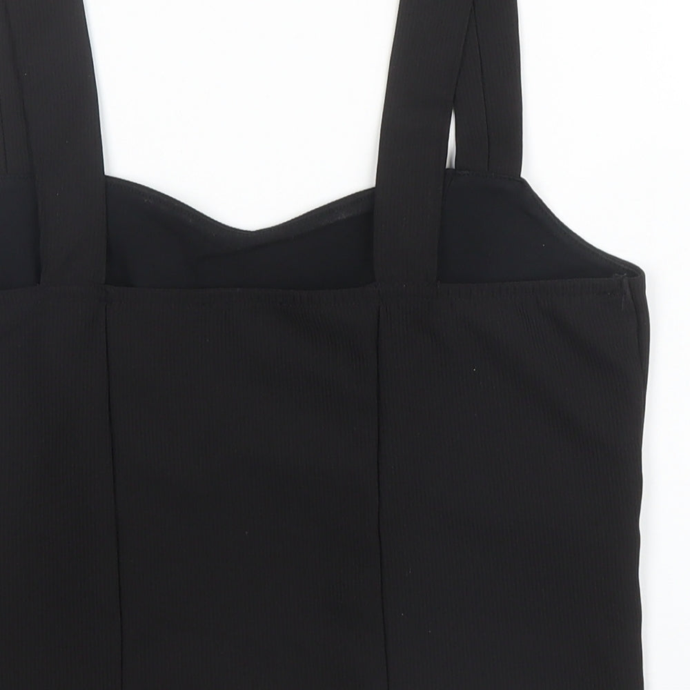 Primark Womens Black  Cotton Cropped Tank Size 10 Sweetheart