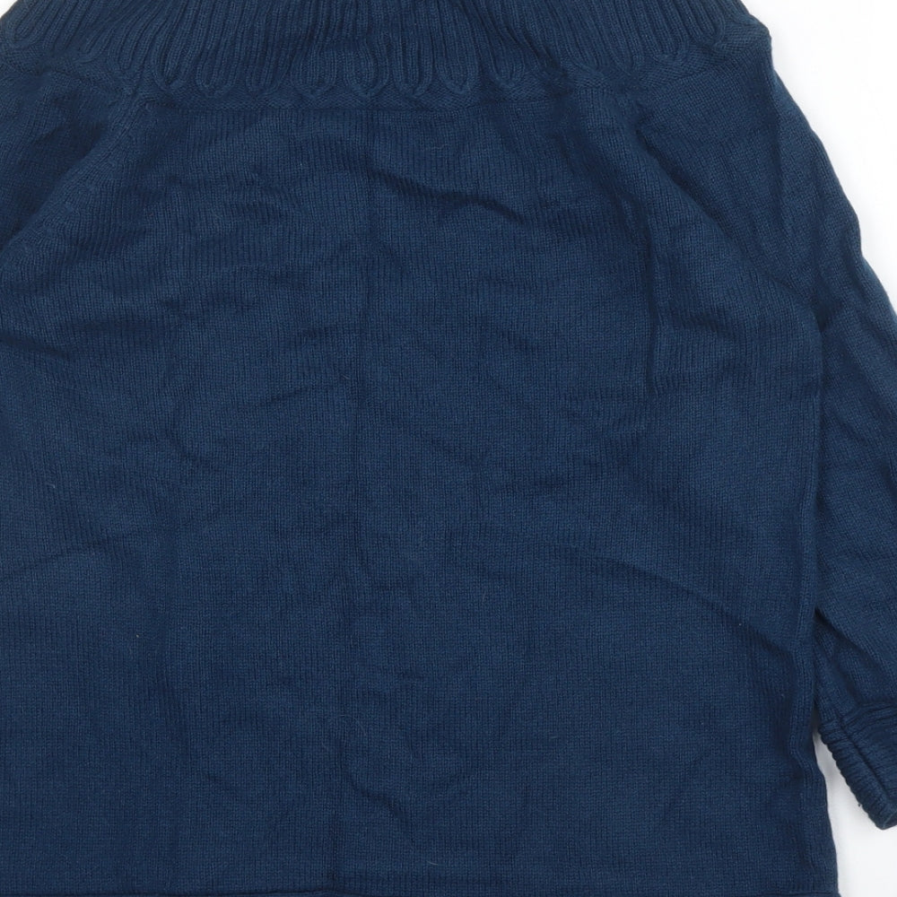 M&S Womens Blue Boat Neck  Cotton Pullover Jumper Size 10