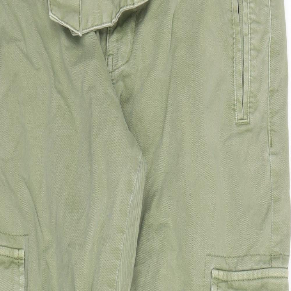 Primark Womens Green  Cotton Cargo Trousers Size 10 L24 in Regular Zip