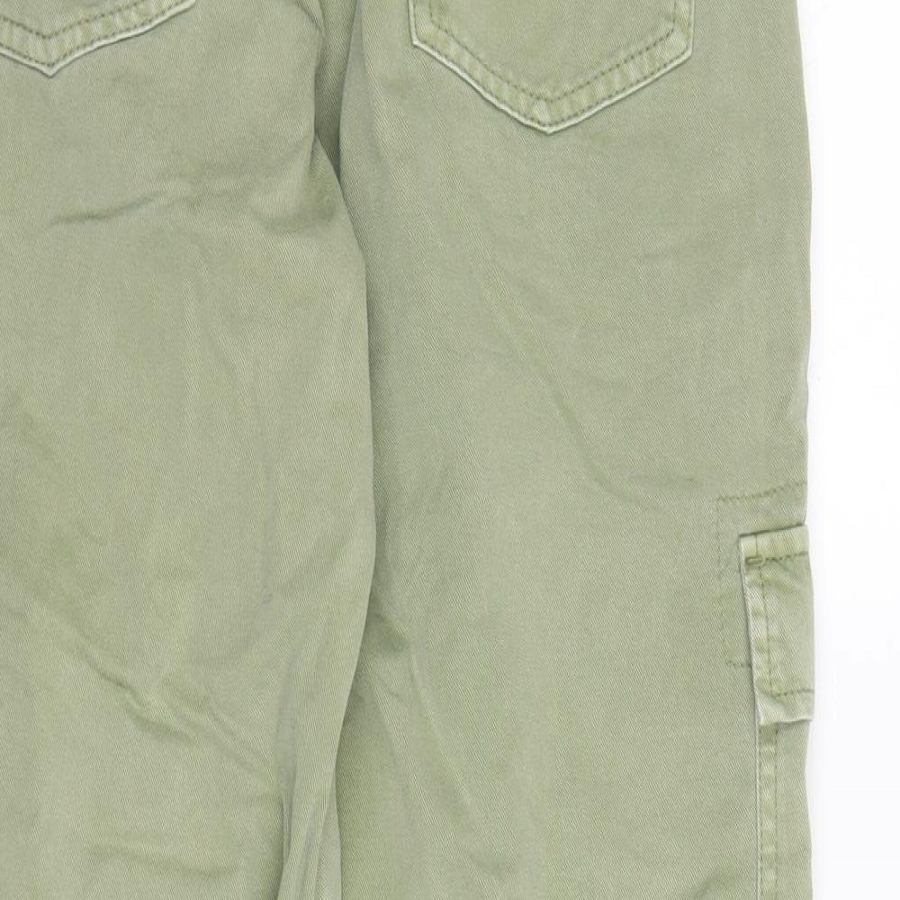 Primark Womens Green  Cotton Cargo Trousers Size 10 L24 in Regular Zip