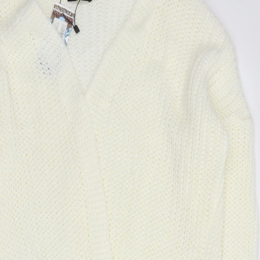 Boohoo Womens Beige V-Neck  Acrylic Cardigan Jumper Size S