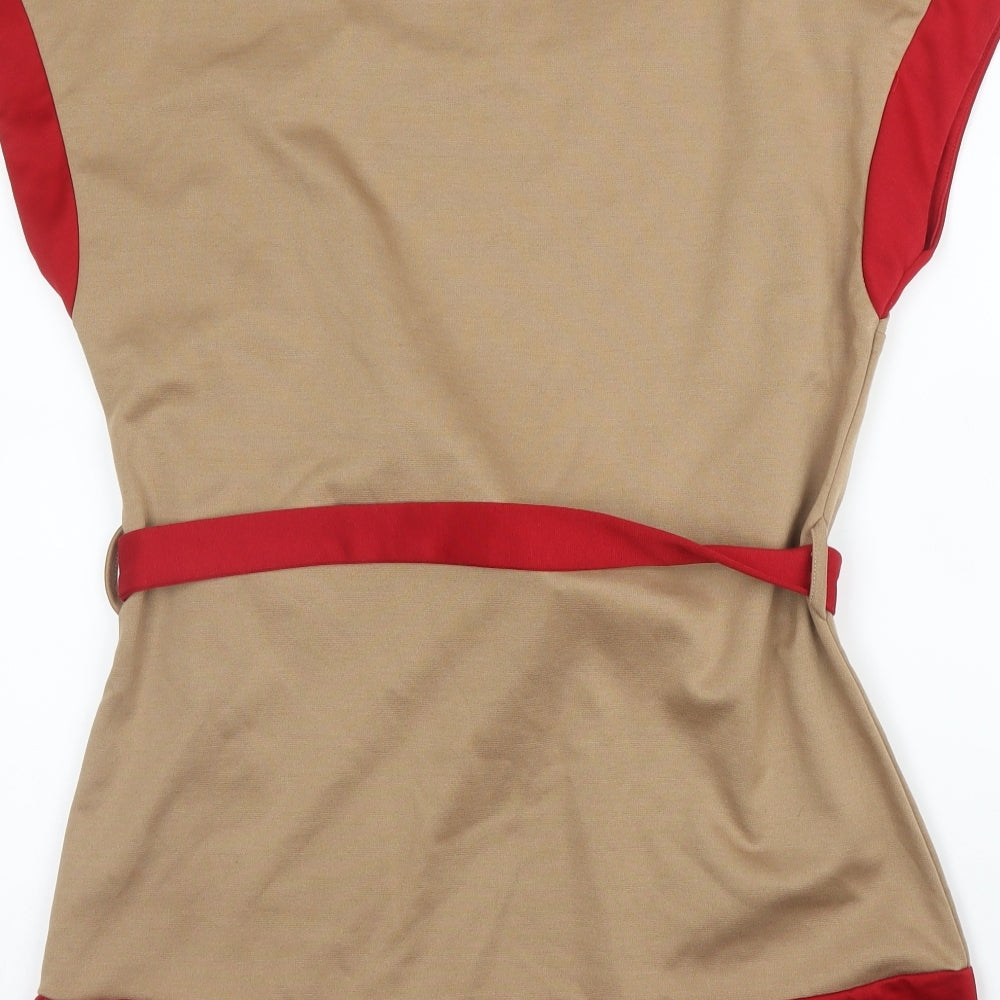 Epilogue Womens Beige  Polyester Tunic Blouse Size 10 Round Neck
