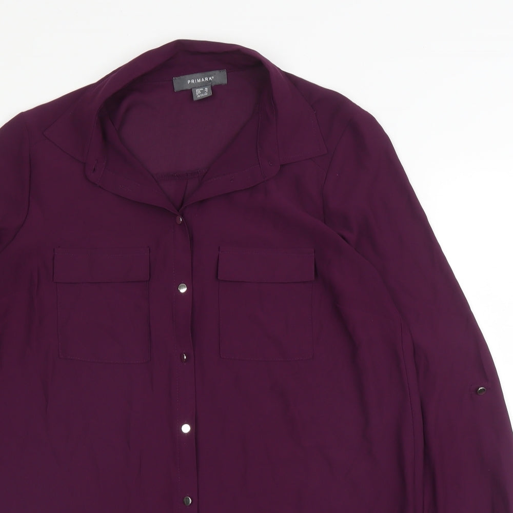 Primark Womens Purple  Polyester Basic Blouse Size 10 Collared