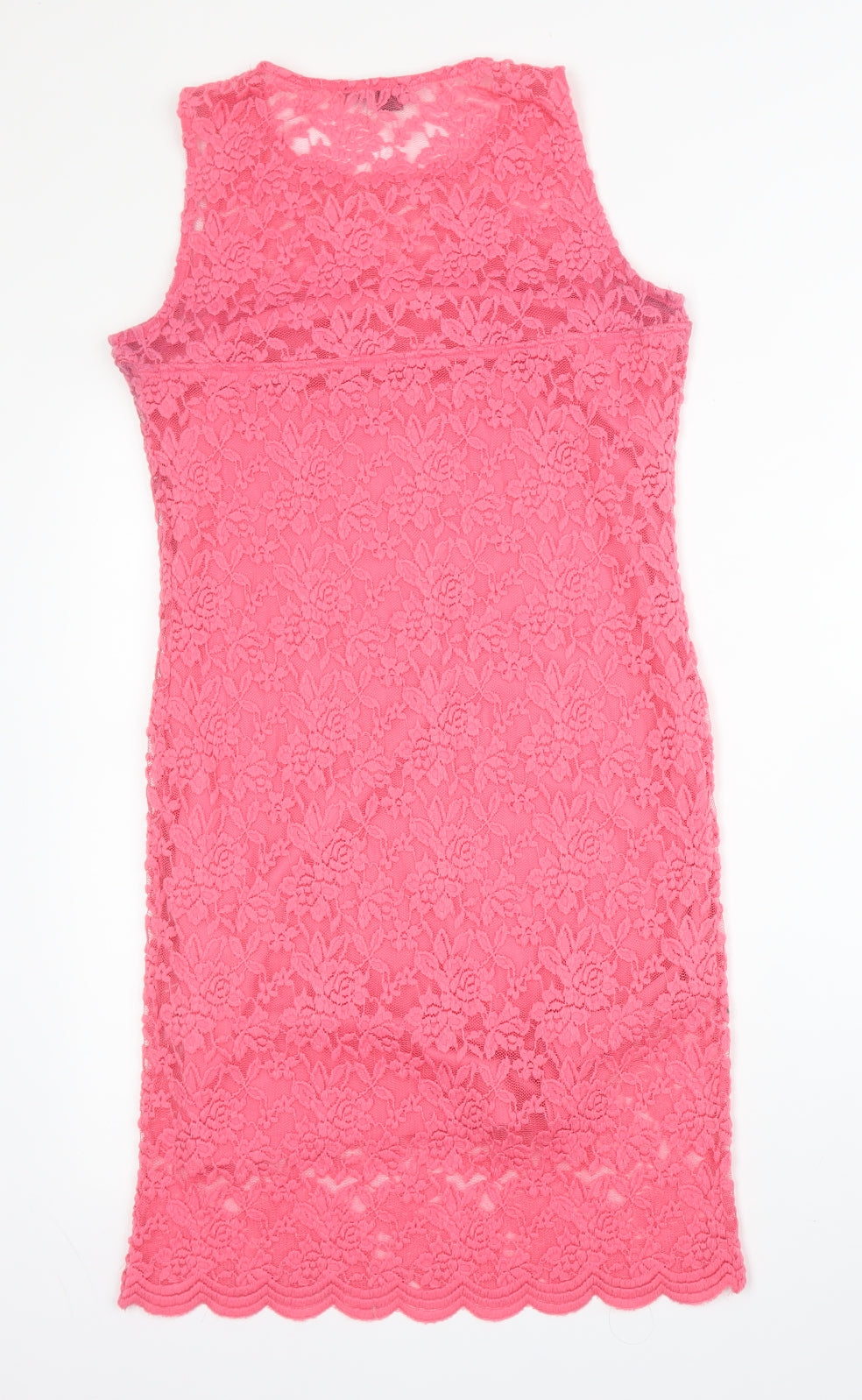 Forever21 Womens Pink Floral Nylon Shift  Size L  Round Neck