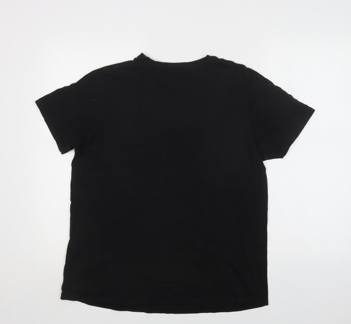 Preworn Womens Black  Cotton Basic T-Shirt Size 16 Crew Neck - On Mute