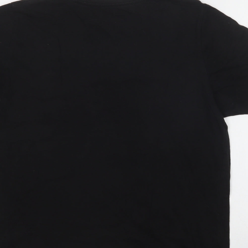 Preworn Womens Black  Cotton Basic T-Shirt Size 16 Crew Neck - On Mute