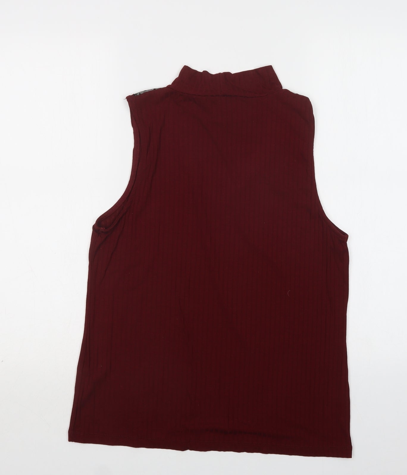 Select Womens Red  Polyester Basic Blouse Size L Mock Neck - Lace Detail