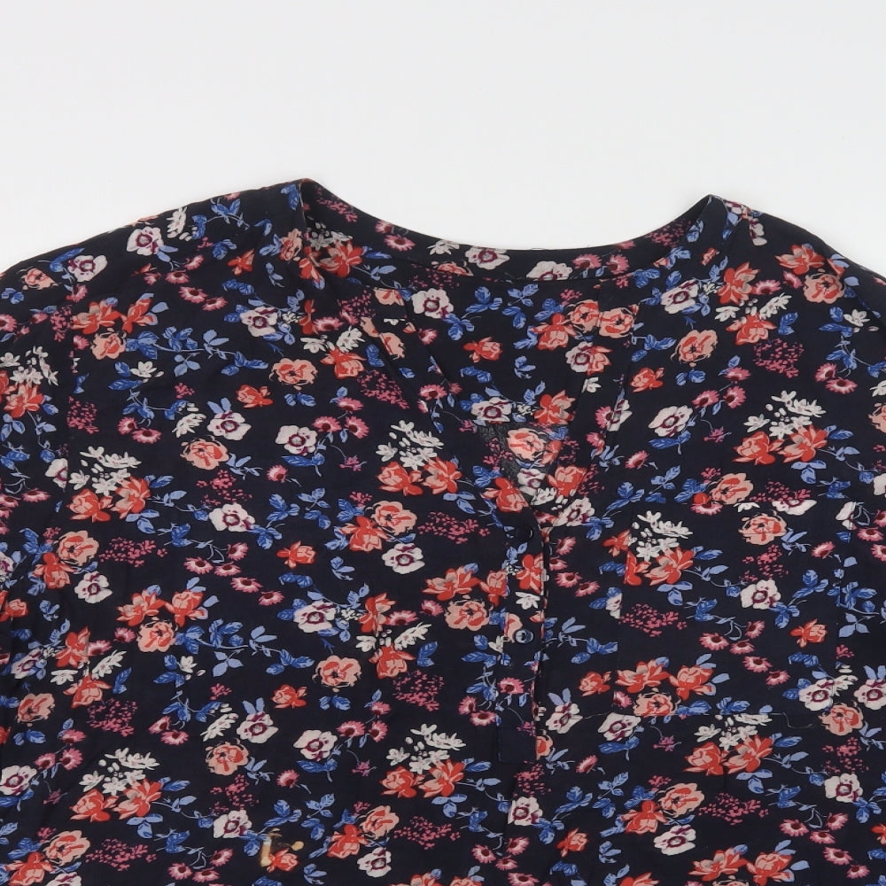 Primark Womens Blue Floral Viscose Basic Blouse Size 20 V-Neck