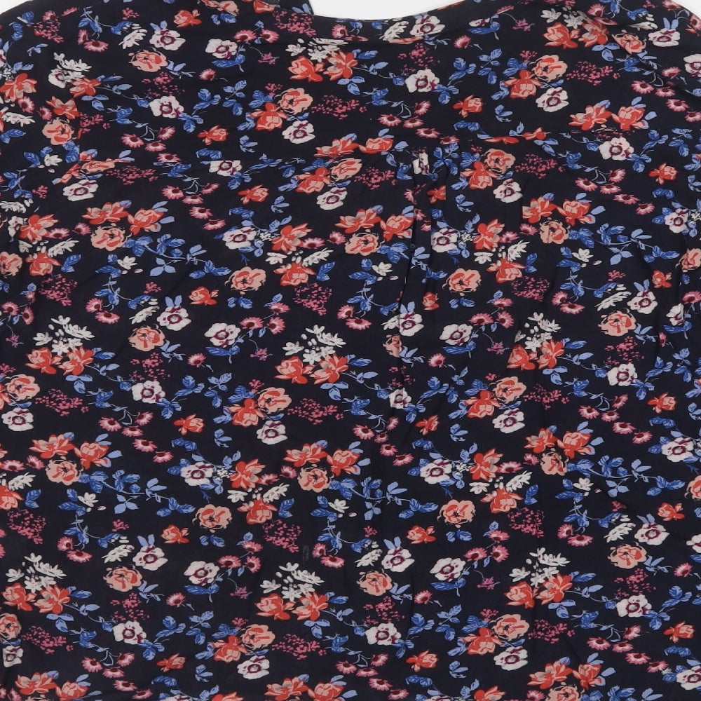Primark Womens Blue Floral Viscose Basic Blouse Size 20 V-Neck