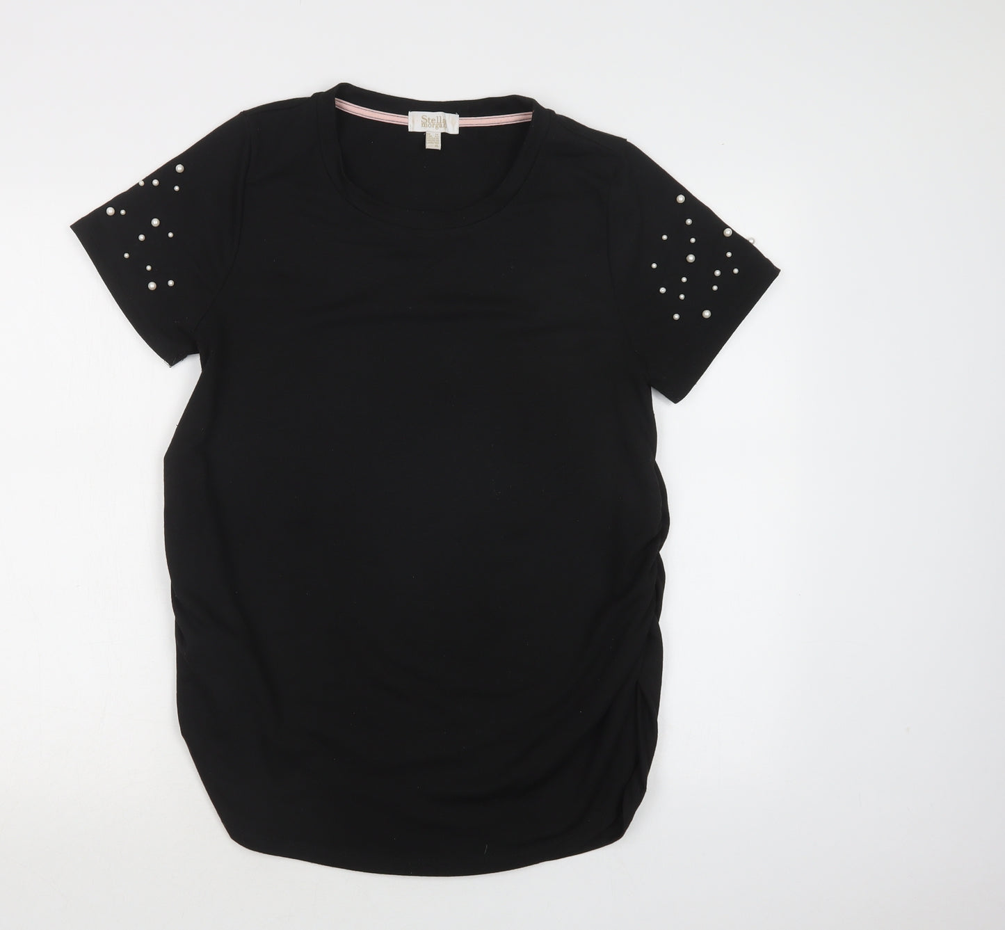 Stella Morgan Womens Black  Polyester Basic Blouse Size 14 Crew Neck