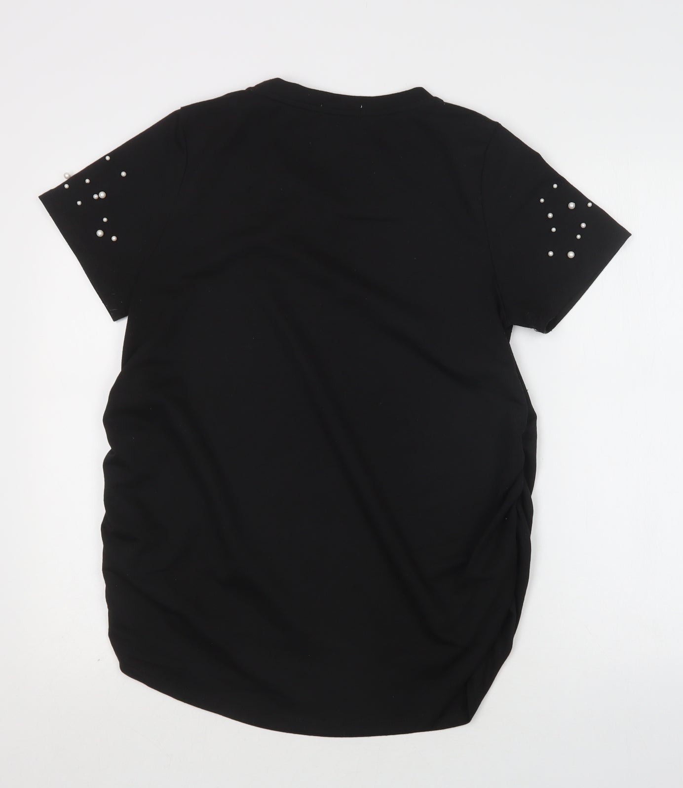Stella Morgan Womens Black  Polyester Basic Blouse Size 14 Crew Neck