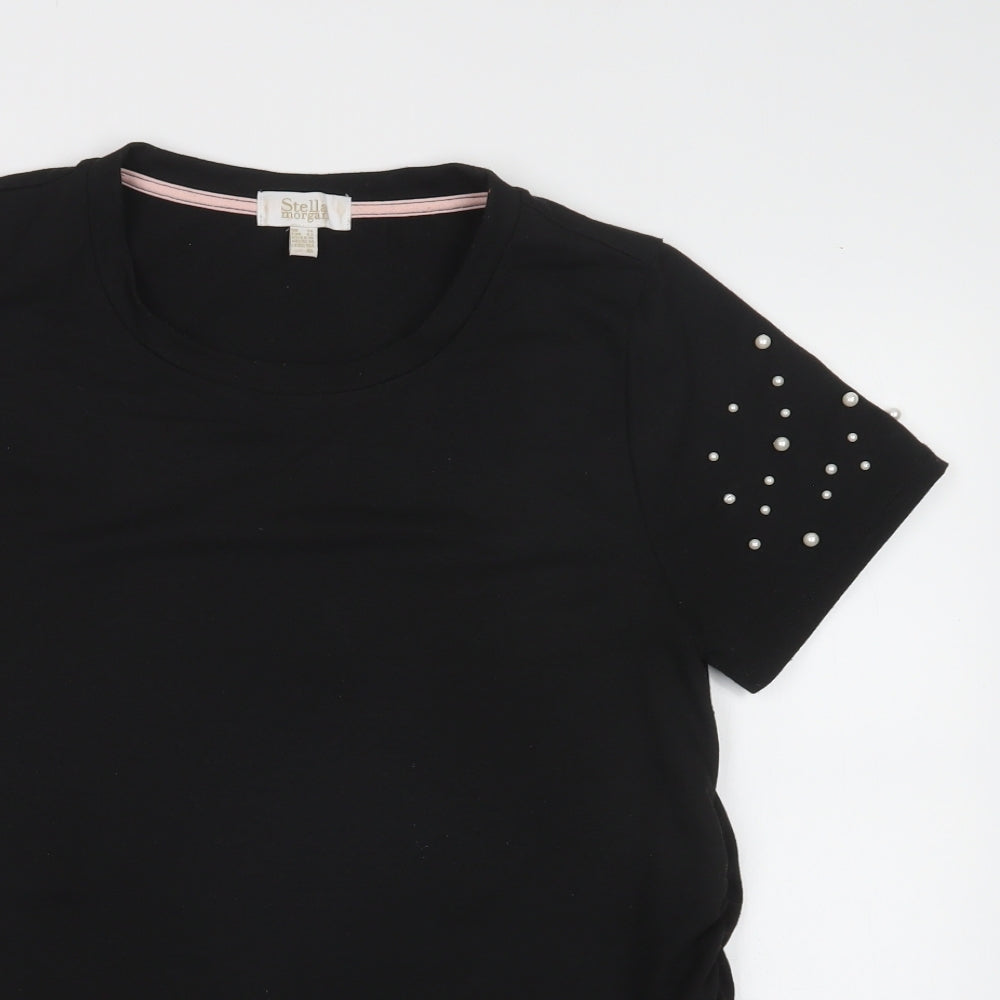 Stella Morgan Womens Black  Polyester Basic Blouse Size 14 Crew Neck
