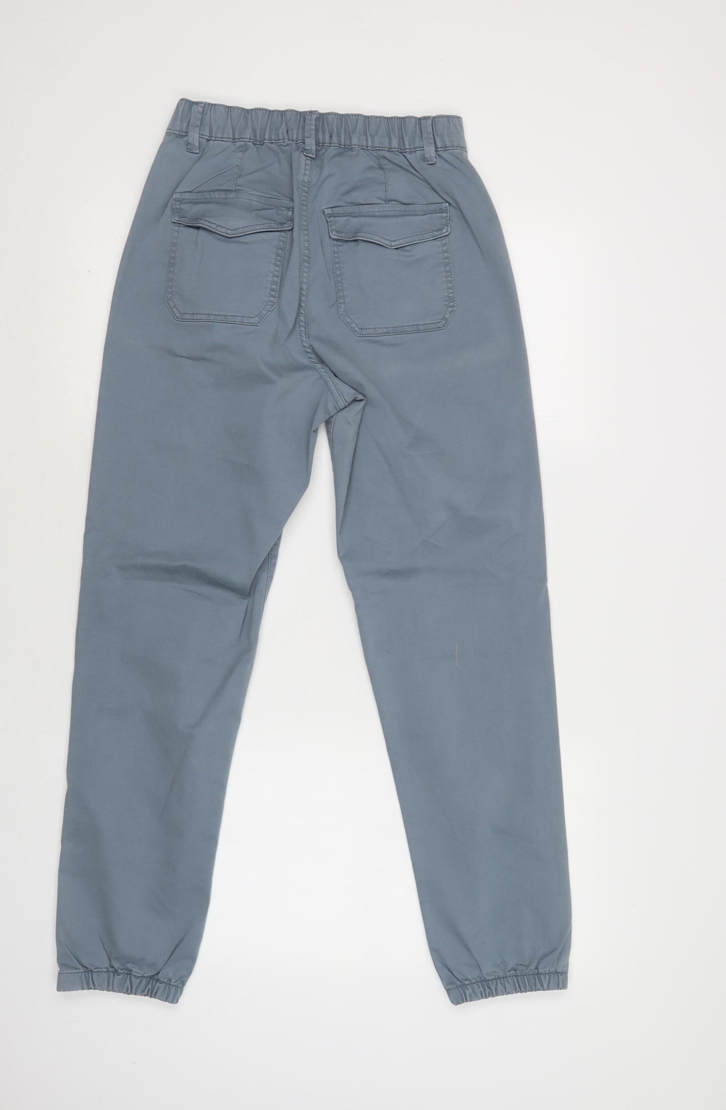 M&S Womens Blue  Cotton Chino Trousers Size 8 L29 in Regular Button