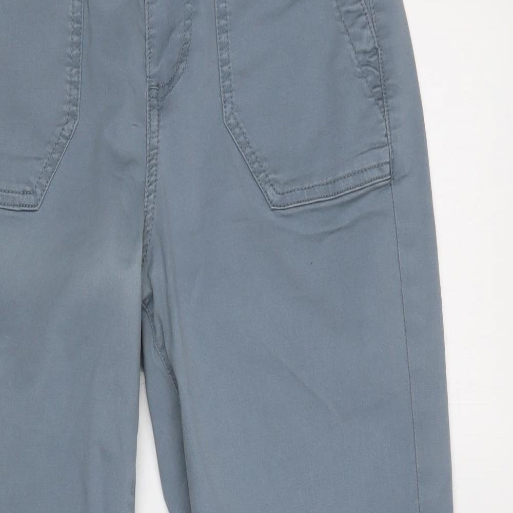 M&S Womens Blue  Cotton Chino Trousers Size 8 L29 in Regular Button