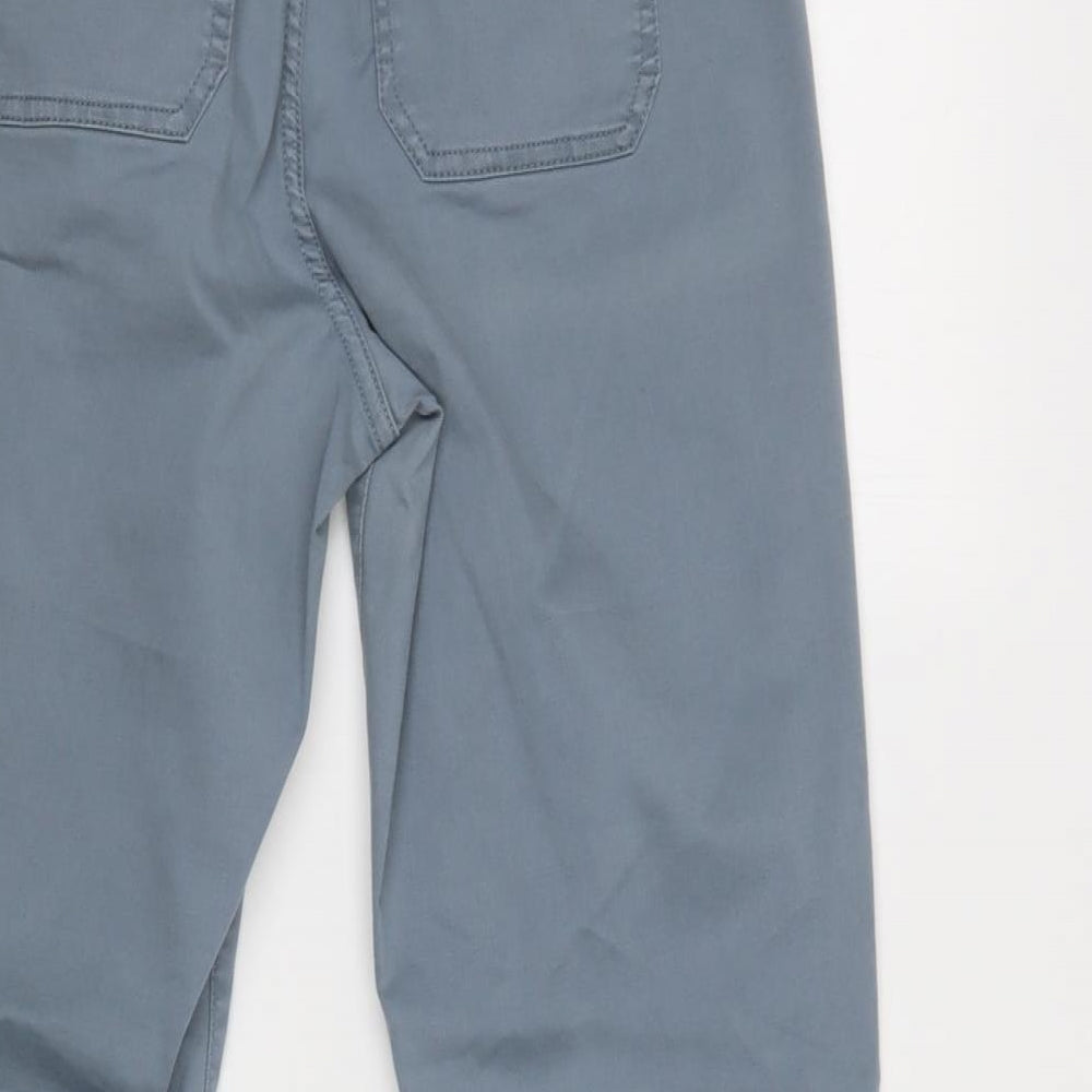M&S Womens Blue  Cotton Chino Trousers Size 8 L29 in Regular Button