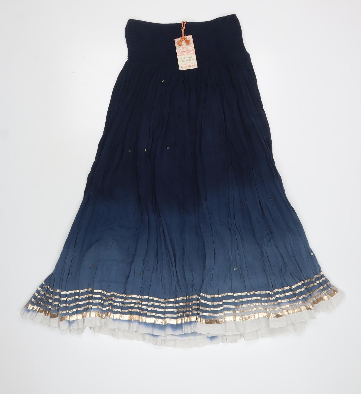 Monsoon Womens Blue  Cotton A-Line Skirt Size S