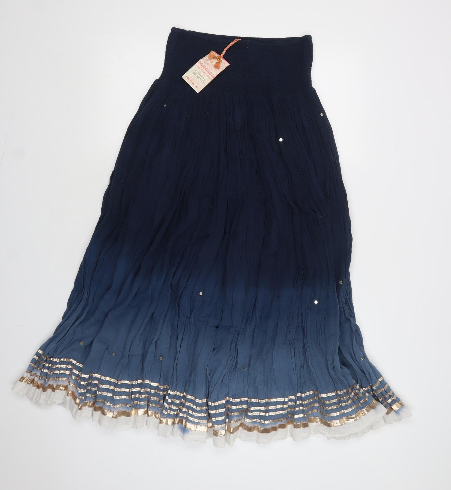 Monsoon Womens Blue  Cotton A-Line Skirt Size S