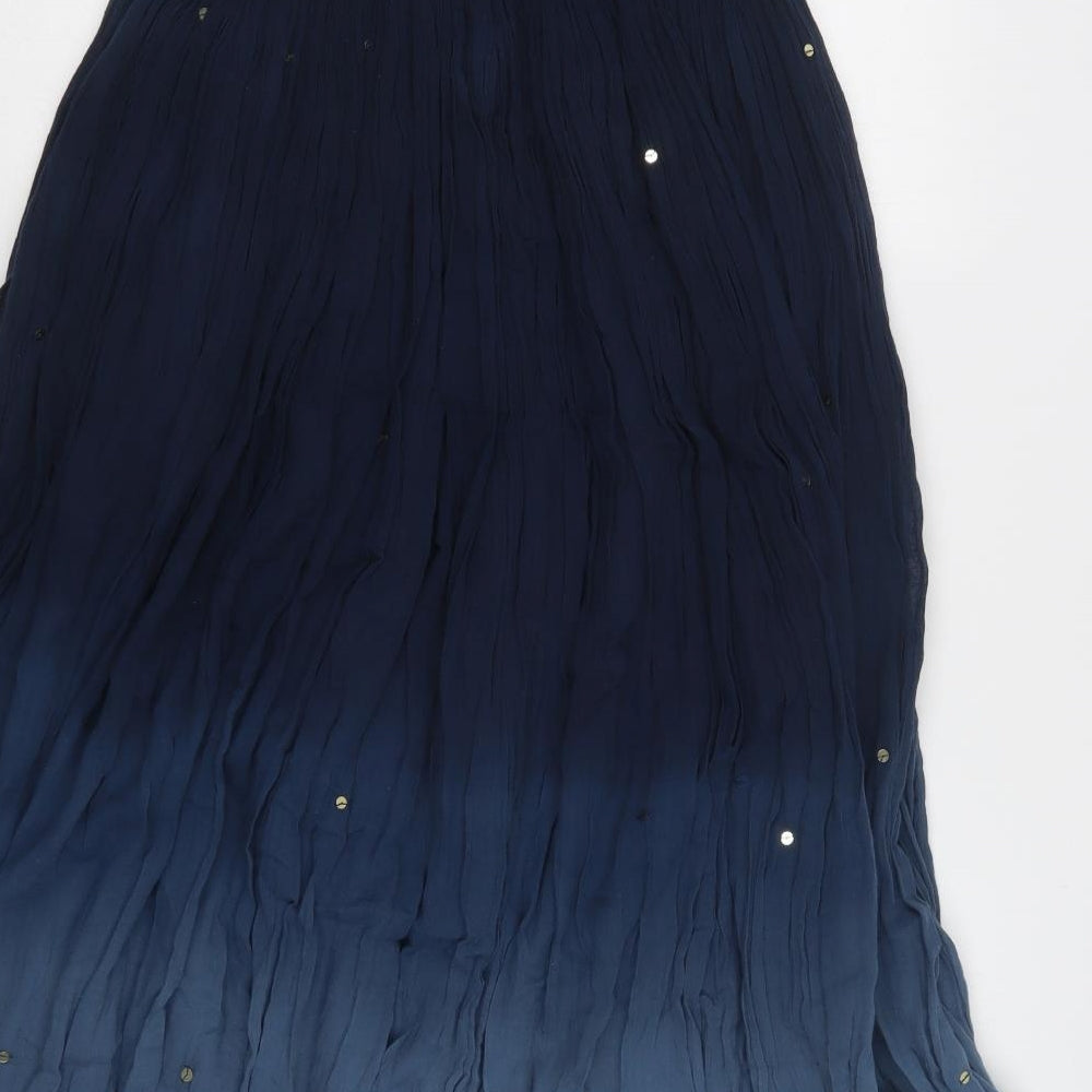 Monsoon Womens Blue  Cotton A-Line Skirt Size S