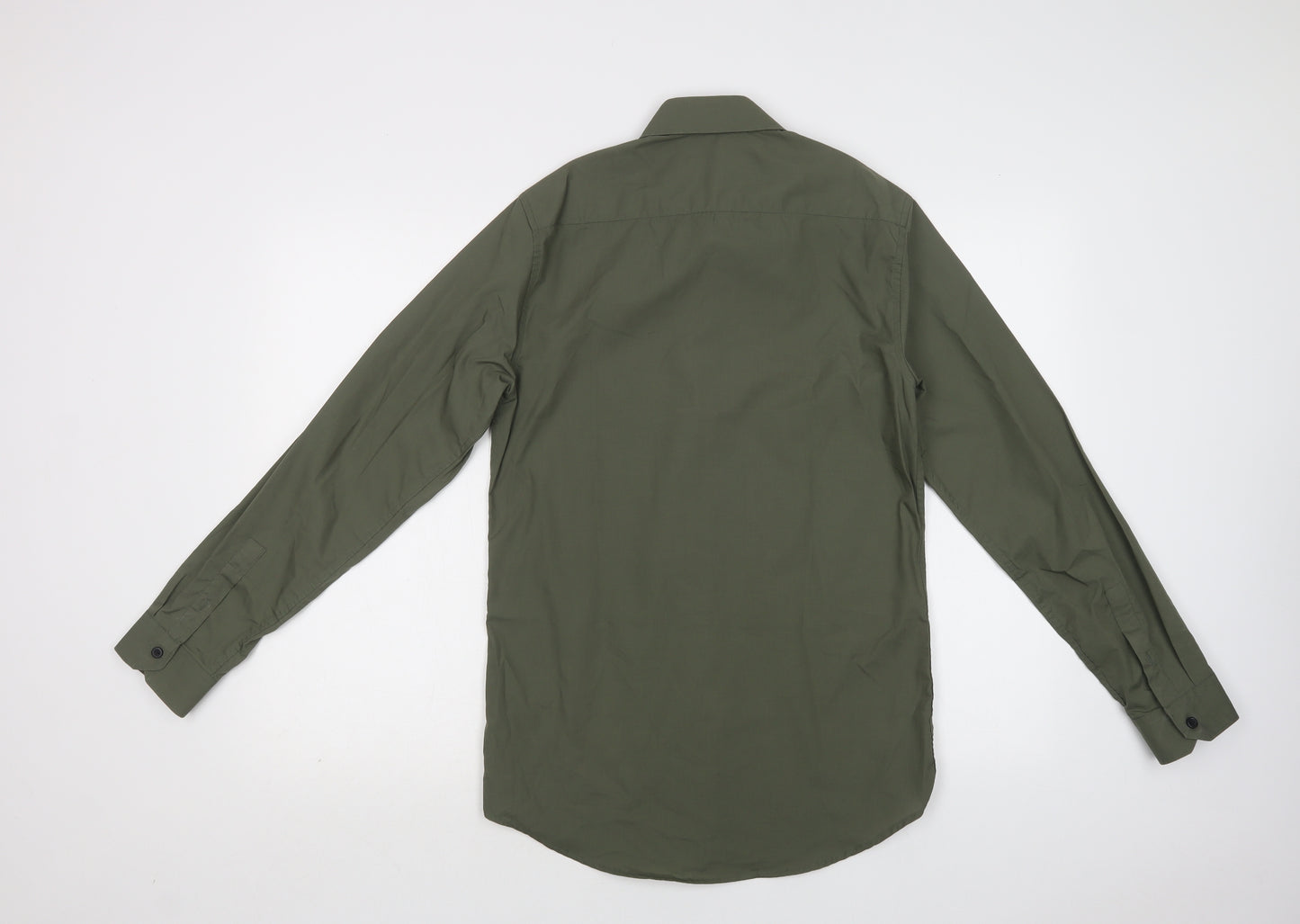 Topman Mens Green  Polyester  Button-Up Size S Collared Button