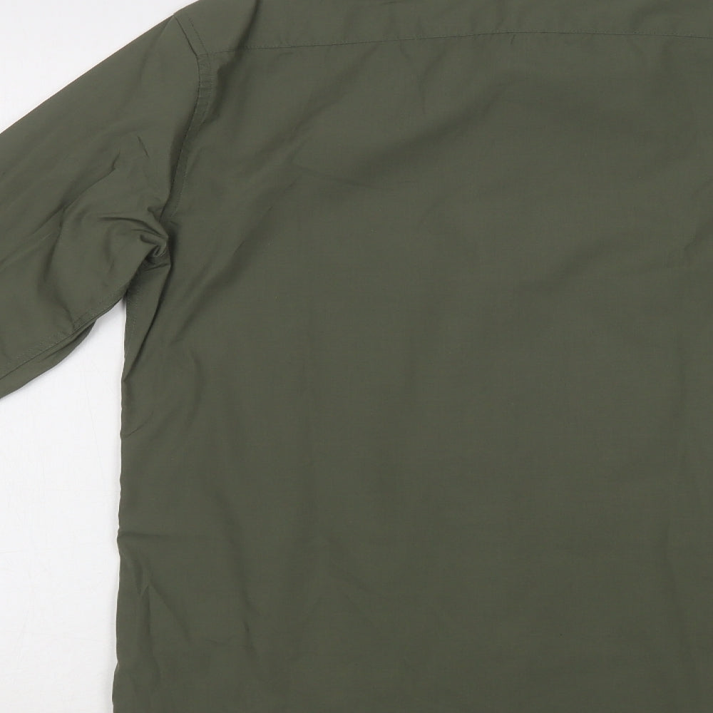 Topman Mens Green  Polyester  Button-Up Size S Collared Button
