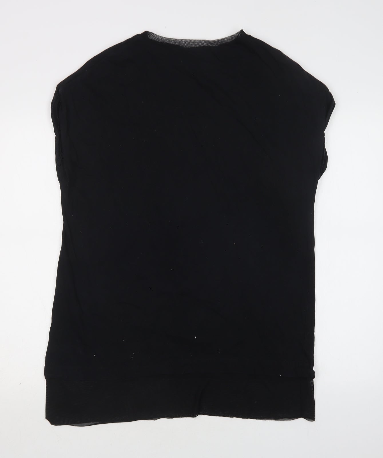 In the Style Womens Black  Cotton Basic Blouse Size 10 Crew Neck