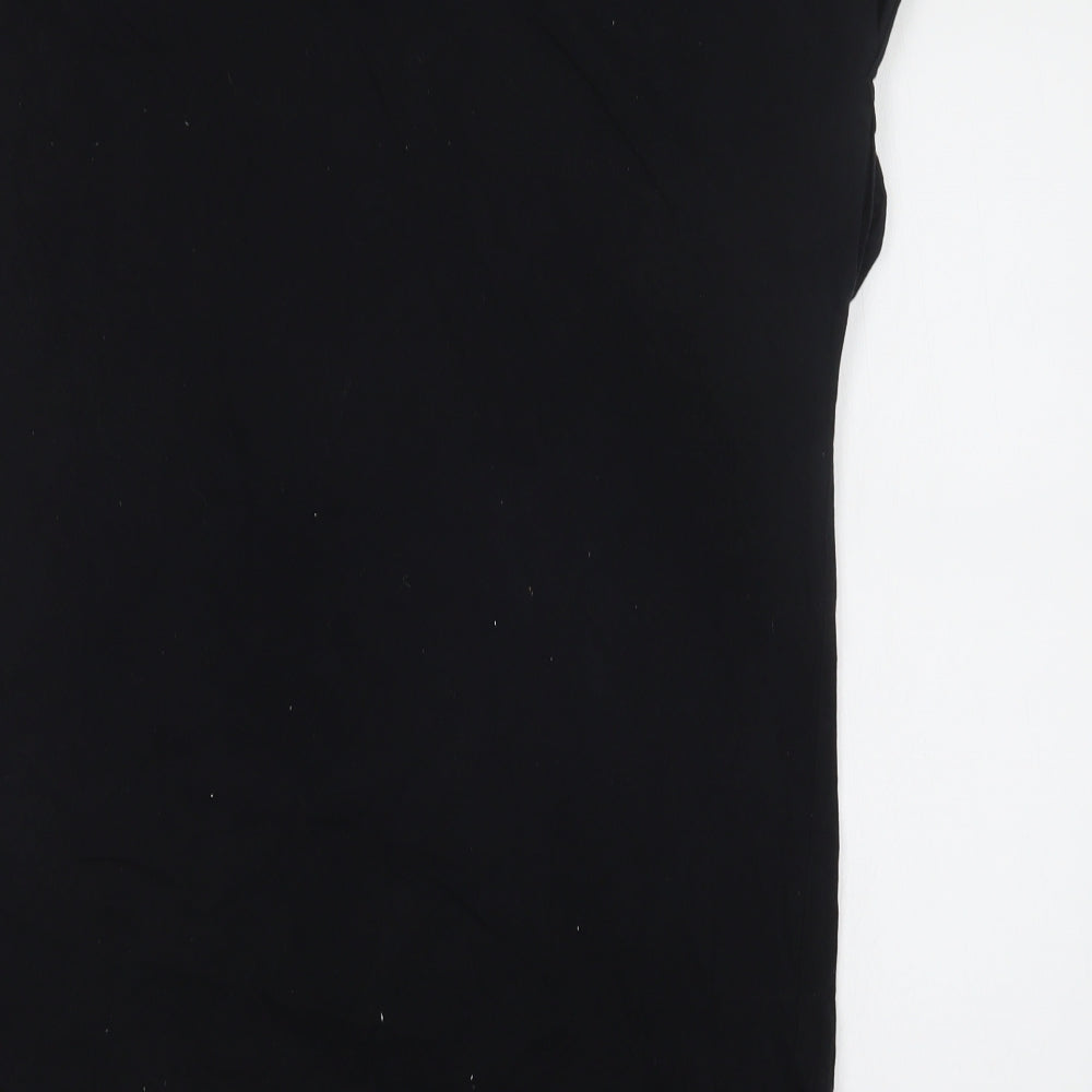 In the Style Womens Black  Cotton Basic Blouse Size 10 Crew Neck