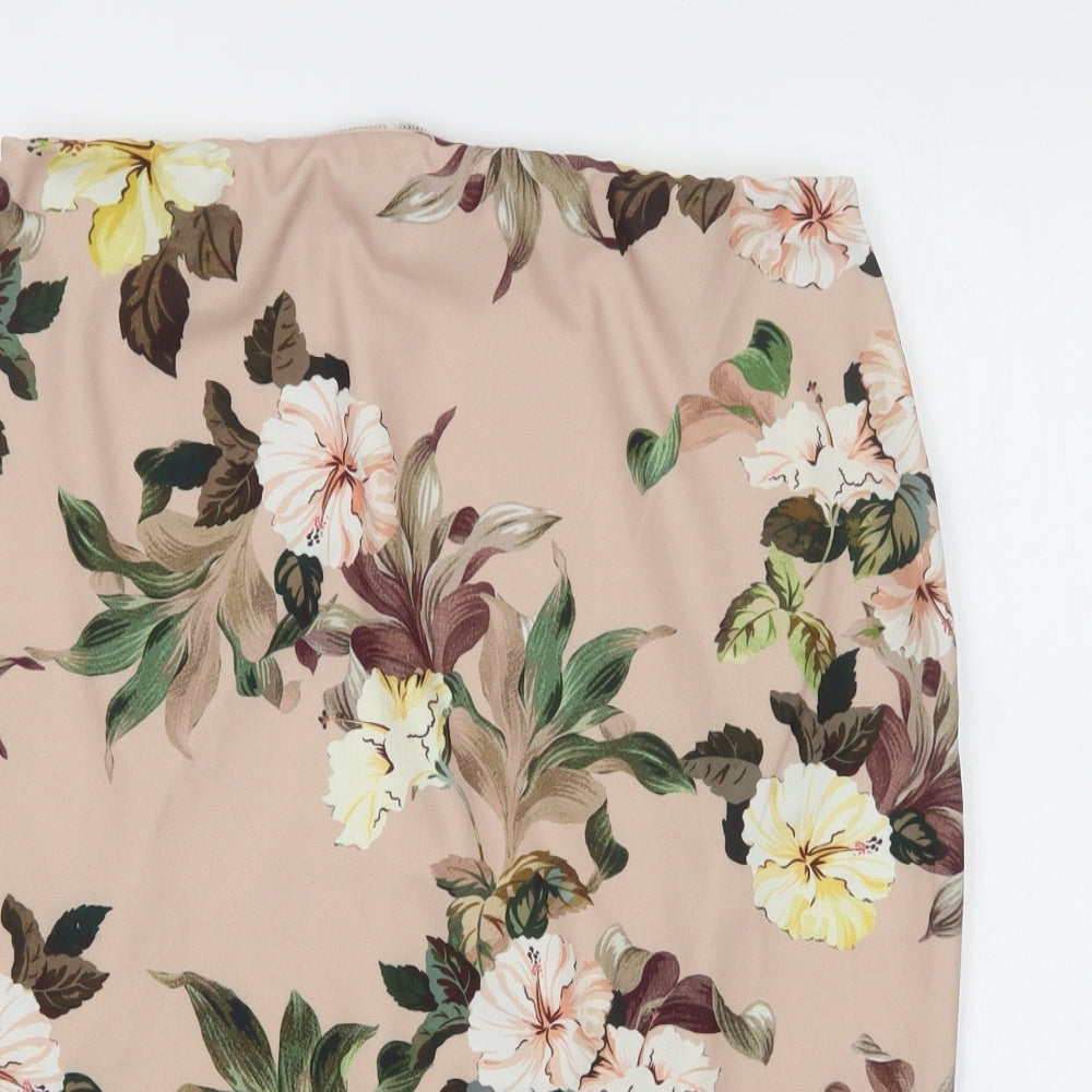 Select Womens Pink Floral Polyester Straight & Pencil Skirt Size 16