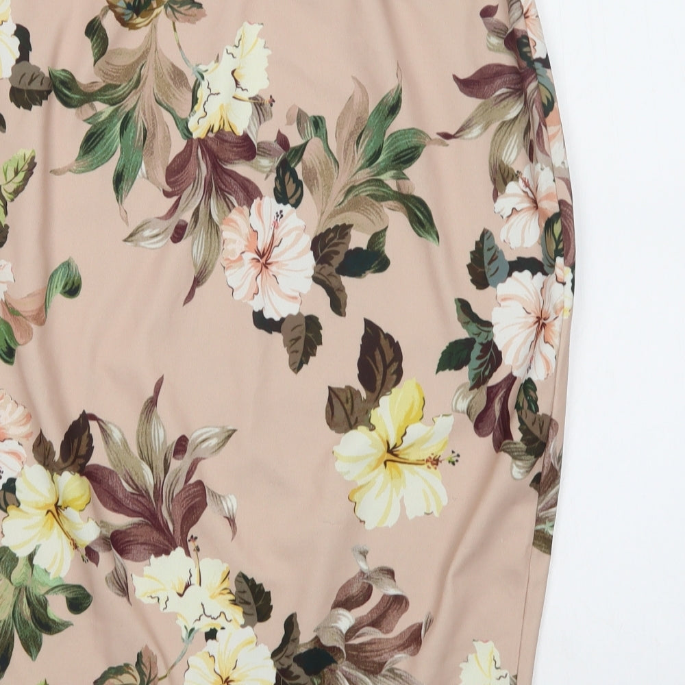 Select Womens Pink Floral Polyester Straight & Pencil Skirt Size 16