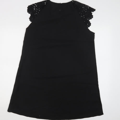 SheIn Womens Black  Polyester A-Line  Size L  Round Neck Button