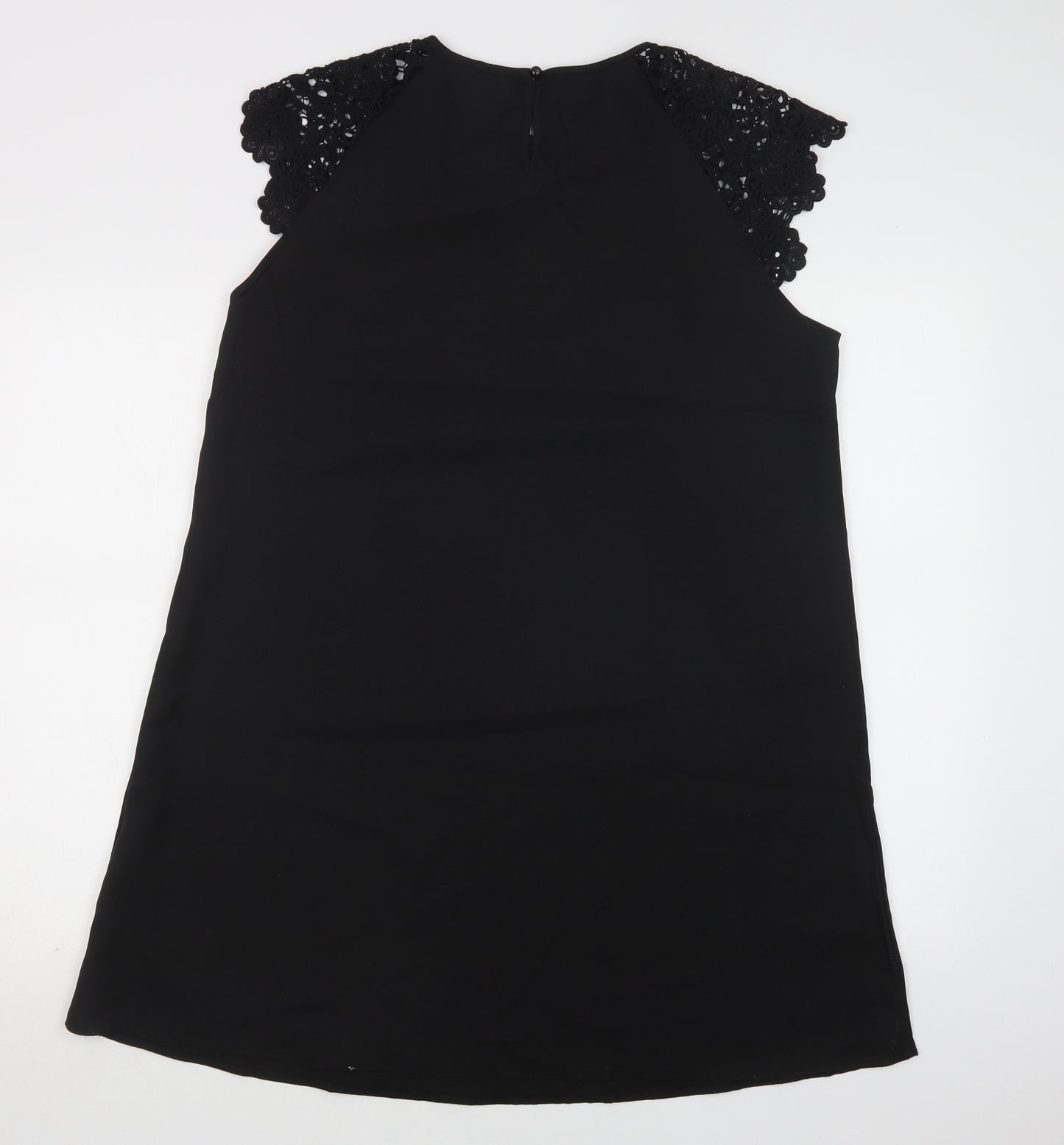 SheIn Womens Black  Polyester A-Line  Size L  Round Neck Button