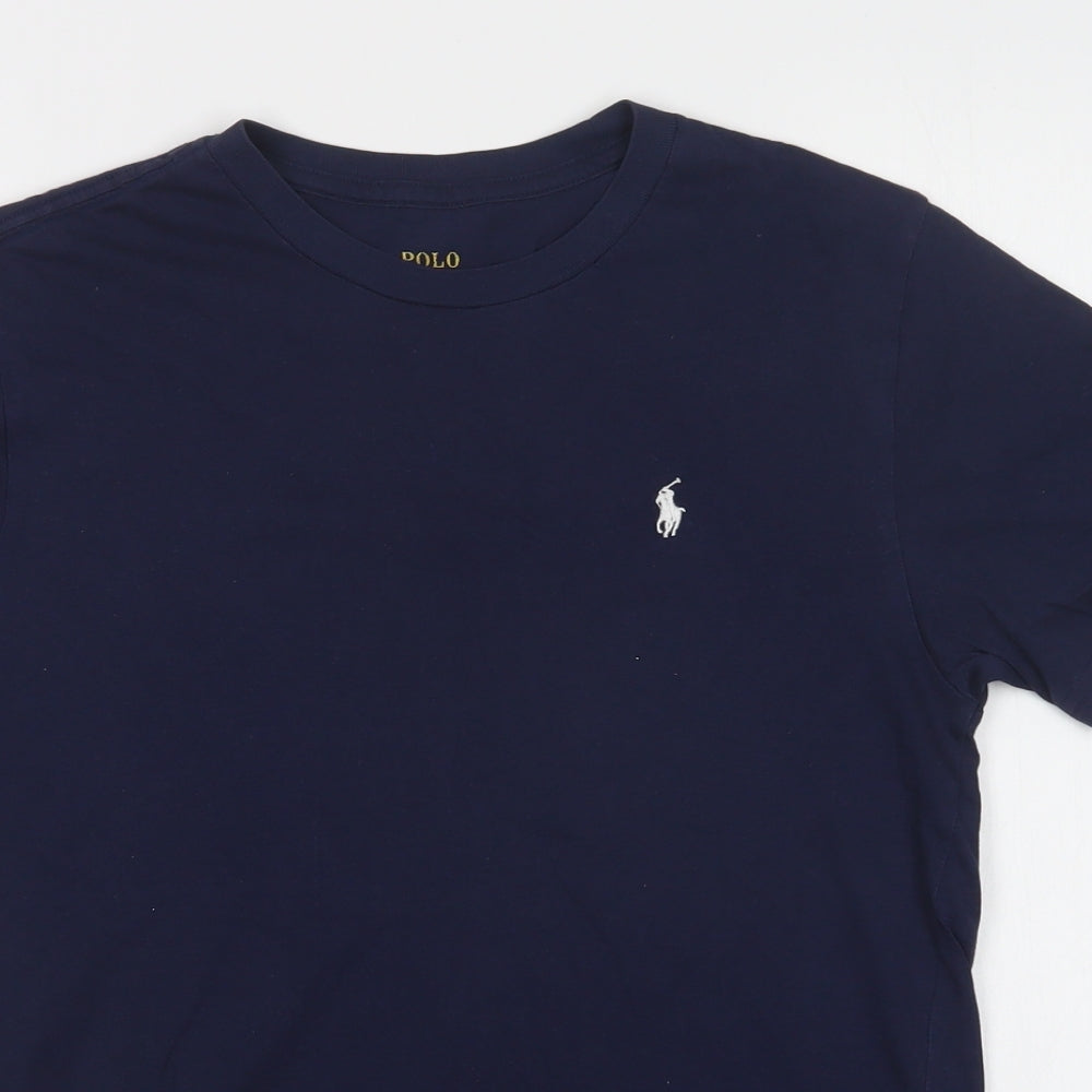 Polo Ralph Lauren Boys Blue  Cotton Basic T-Shirt Size 14-15 Years Crew Neck