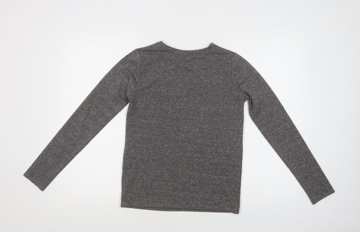 Primark Girls Grey  Polyester Basic Blouse Size 11-12 Years Crew Neck  - Unicorn