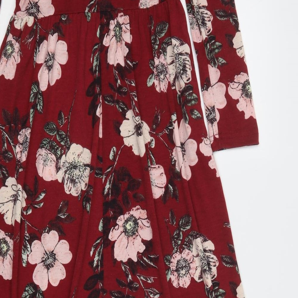 Gorlya Girls Red Floral Polyester Maxi  Size 11-12 Years  Crew Neck
