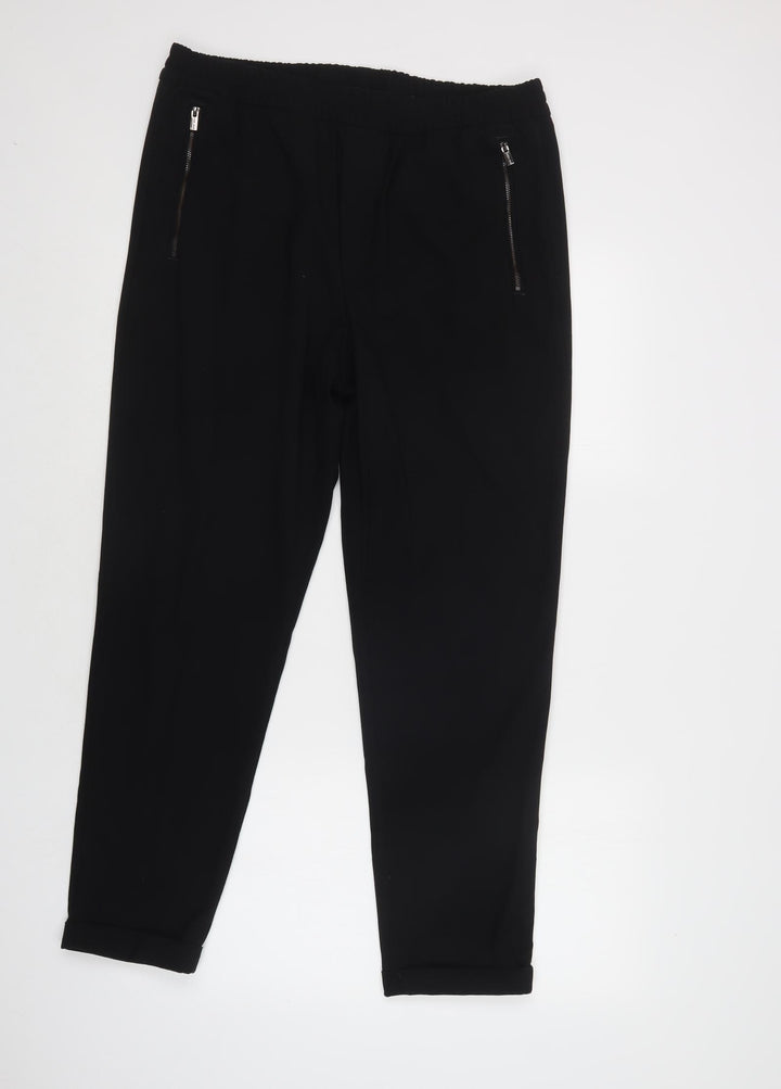 H&M Womens Black  Polyester Jegging Trousers Size L L30 in Regular Drawstring