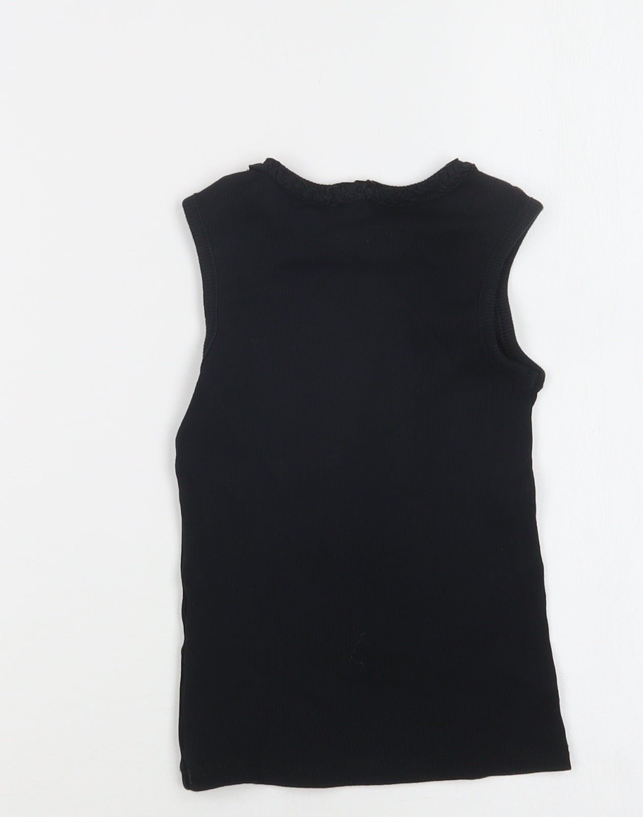 George Girls Black  Cotton Basic Tank Size 5-6 Years Crew Neck