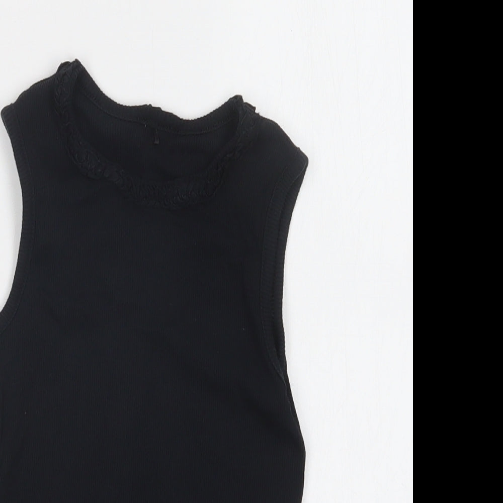 George Girls Black  Cotton Basic Tank Size 5-6 Years Crew Neck