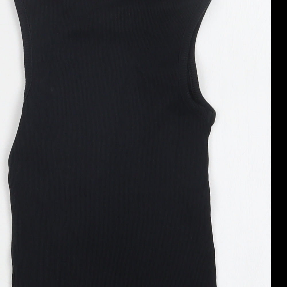 George Girls Black  Cotton Basic Tank Size 5-6 Years Crew Neck