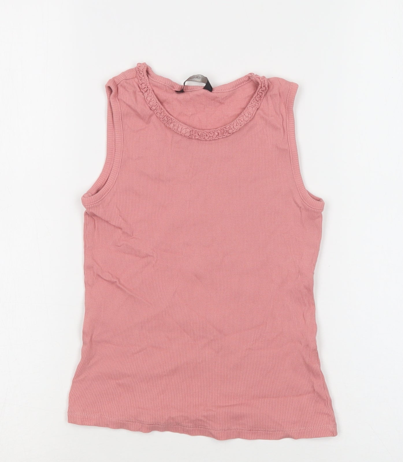 George Girls Pink  Cotton Basic Tank Size 7-8 Years Crew Neck