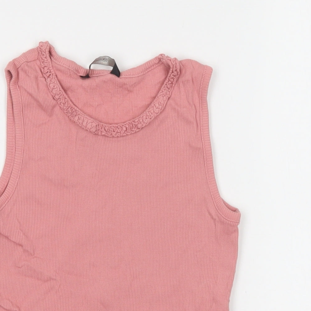 George Girls Pink  Cotton Basic Tank Size 7-8 Years Crew Neck