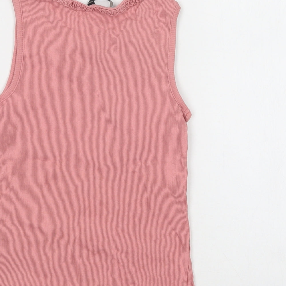 George Girls Pink  Cotton Basic Tank Size 7-8 Years Crew Neck