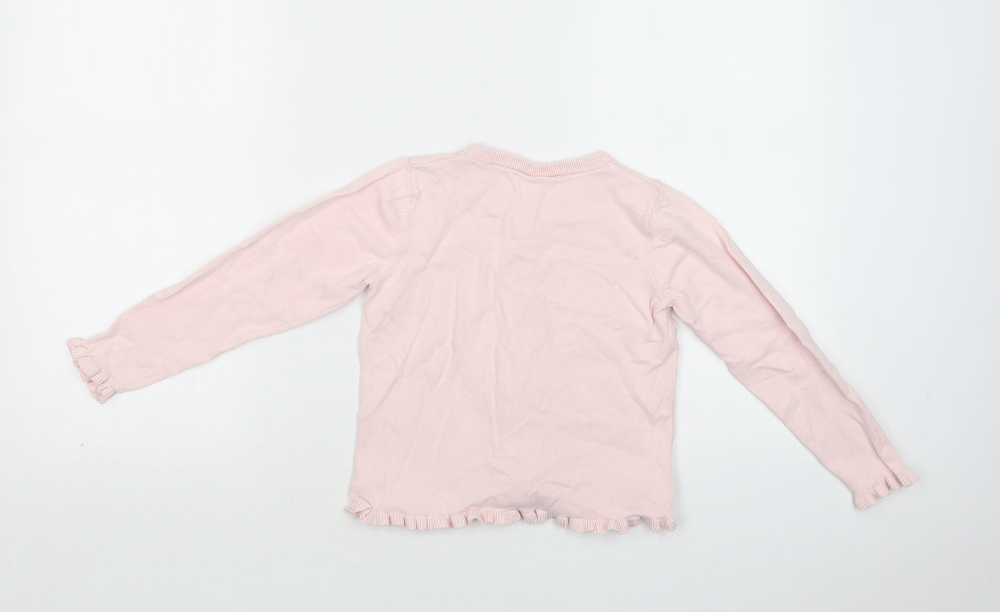 George Girls Pink Crew Neck  Cotton Cardigan Jumper Size 5-6 Years  Button