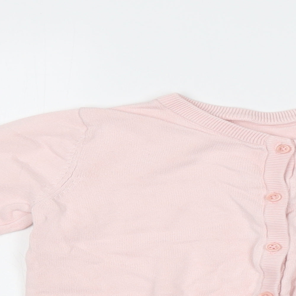 George Girls Pink Crew Neck  Cotton Cardigan Jumper Size 5-6 Years  Button