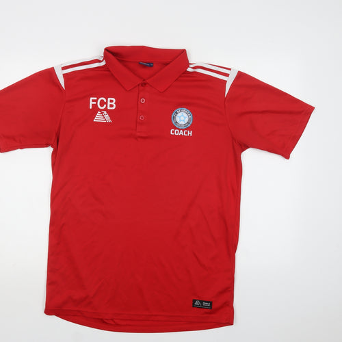 Pendle  Mens Red  Polyester  Polo Size L Collared Button - FC Bluestar