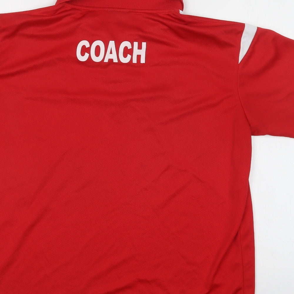 Pendle  Mens Red  Polyester  Polo Size L Collared Button - FC Bluestar